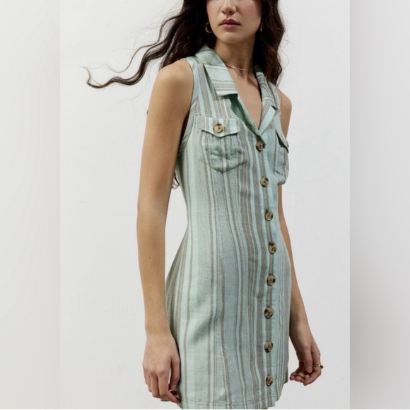 Urban Outfitters BDG Casual Pastel Linen Blend Mini Shift Dress Size Small New - Picture 2 of 6